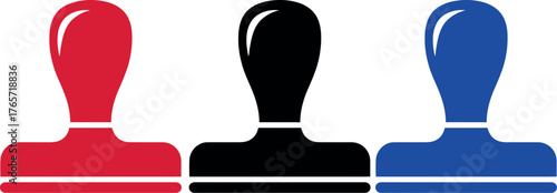 Colorful stamp icons isolated on white background, representing approval and validation in various business contexts