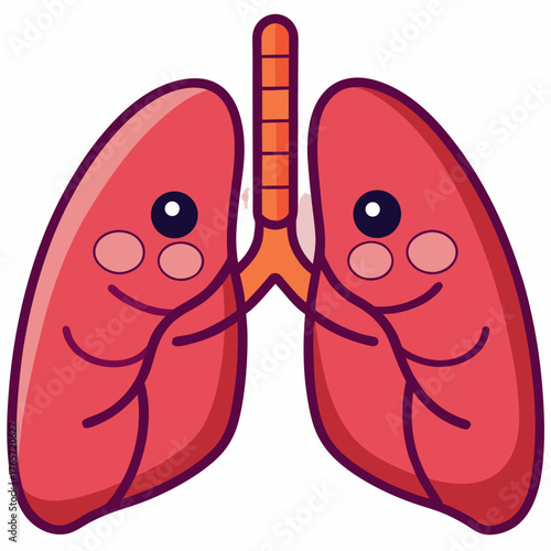 Cartoon Lungs Smiling with Cute Eyes and Cheeks
