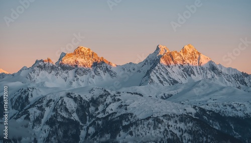 Golden Peaks at Twilights Embrace, a Dance of Shadow and Light on Mountain Heights.