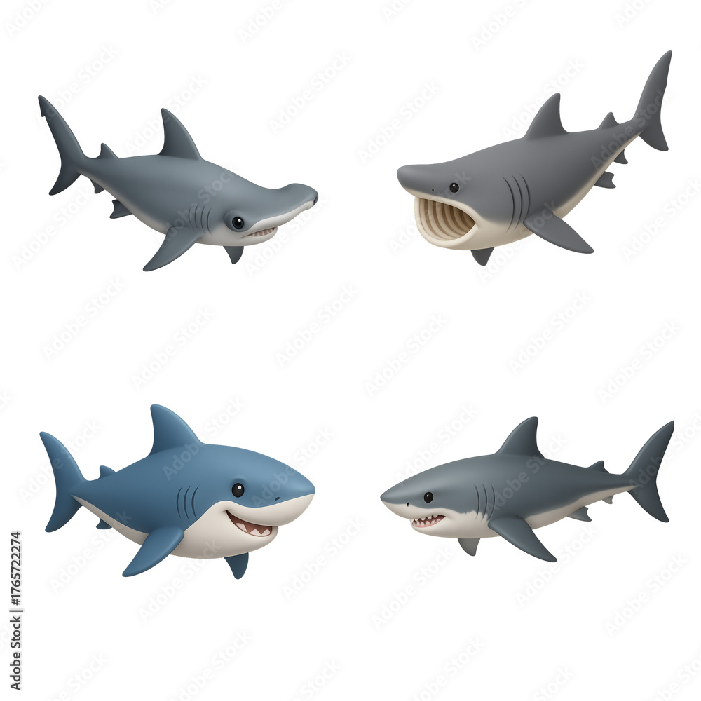 Fototapeta premium Vibrant 3D Cartoon Fish Assortment