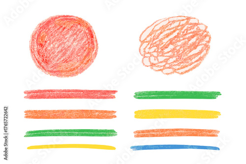 Vibrant colored pencil and wax crayon drawing textures with horizontal lines