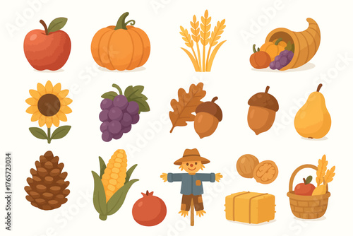 Autumn Harvest Pumpkin Apples and Sunflower Collection