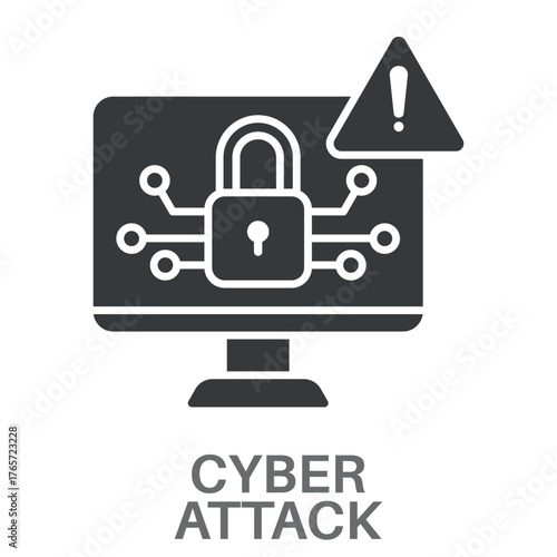 Cyber Attack Simple Style Glyph Design Vector 