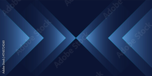 Dynamic convergence of geometric blue arrowheads for sleek digital background, highlighting symmetrical precision with a luminous depth and a modern, technological aesthetic