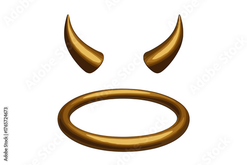 Golden devil horns and angel halo symbolizing duality, moral conflict, and the choice between good and evil