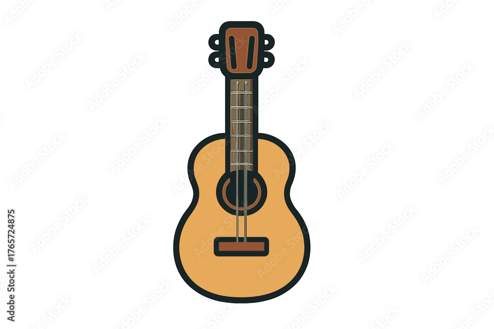 Obraz premium Simple stylized acoustic guitar musical instrument graphic isolated on white background