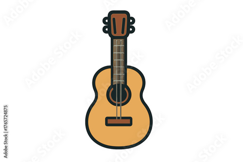 Simple stylized acoustic guitar musical instrument graphic isolated on white background