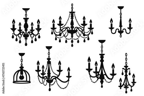 Elegant classic vintage ceiling light fixtures with candle style lights and decorative drops
