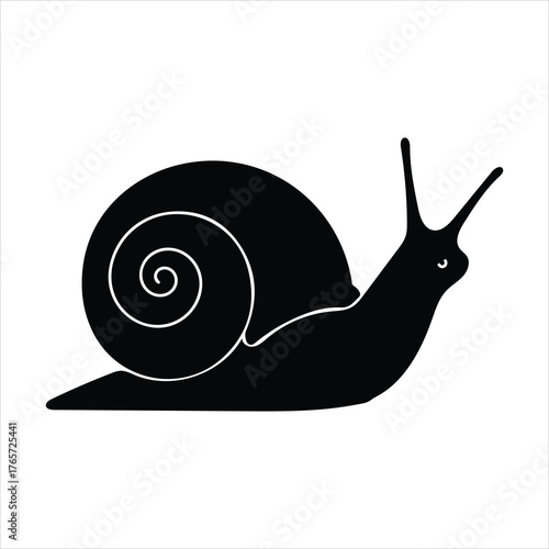 Simple silhouette of a snail crawling with antennae extended and swirling shell