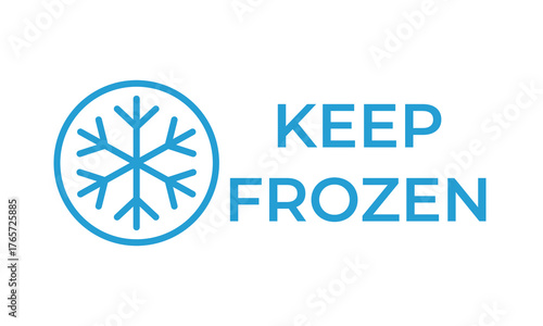 Blue and black “KEEP FROZEN” label designs with snowflake icons symbolizing cold storage, refrigeration, and frozen goods handling, ideal for packaging, logistics, or food safety purposes.