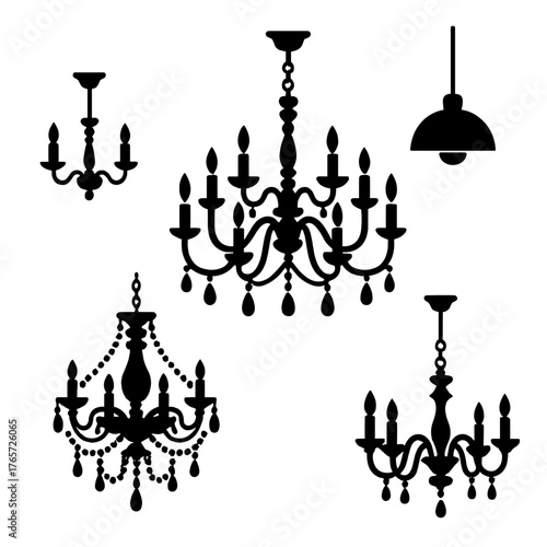 Elegant collection of vintage and contemporary ceiling light fixtures and ornate chandeliers