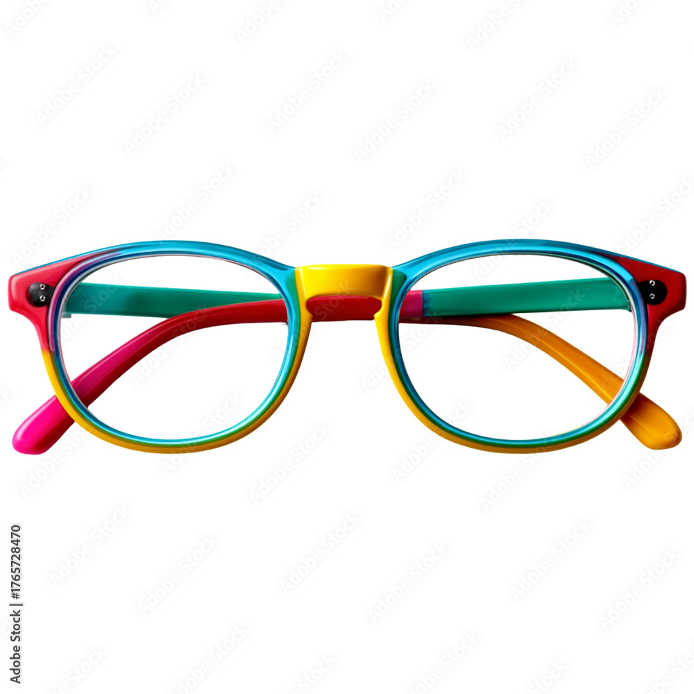 Fototapeta premium Retro colorful eyeglasses with vibrant rainbow hues bright accessory for vision and style