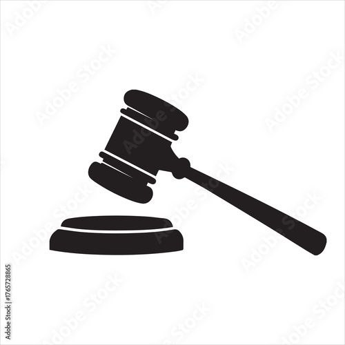 judge hammer silhouette vector illustration. justice gavel silhouette vector