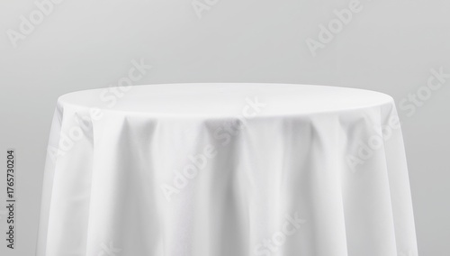 Serene Circle. An Elegant White Fabric Arrangement, Gently Illuminated.