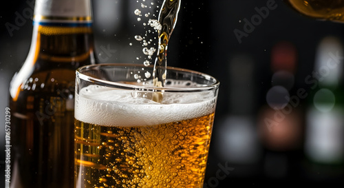 Wallpaper Mural Pouring beer into a glass creating a fresh drink with bubbles for a beverage photography session suitable for commercial use Torontodigital.ca