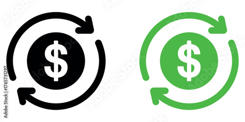 Round Money Transfer Icon Vector Illustration. Simple Arrow Financial Symbol for Payments, Banking, Transaction, and Digital Wallet Apps.