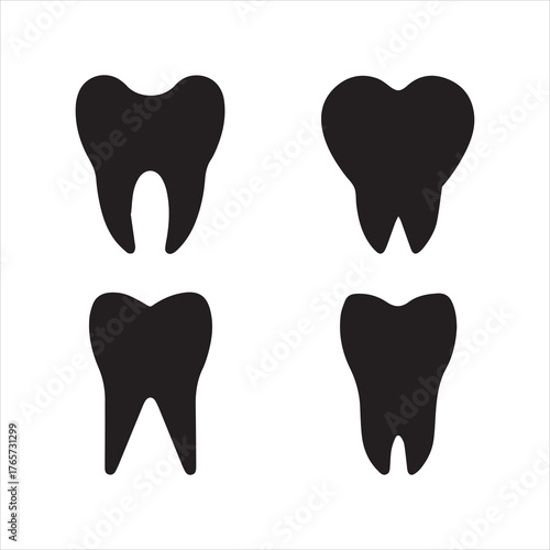 tooth silhouette vector set, tooth icon collections