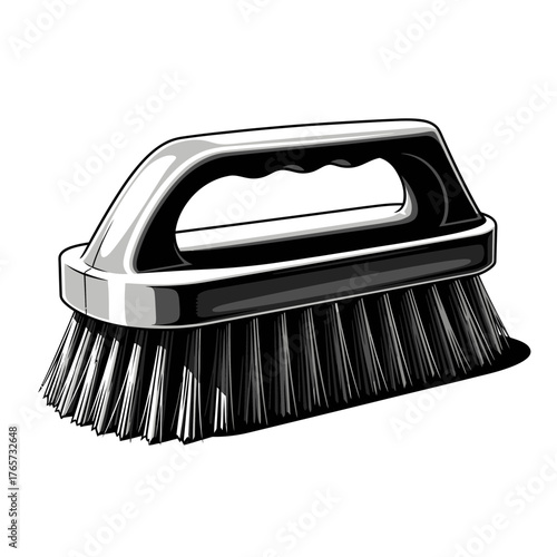 Cleaning Brush Icon – Household Scrubbing Tool Vector Illustration