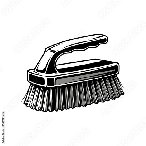Cleaning Brush Icon – Household Scrubbing Tool Vector Illustration