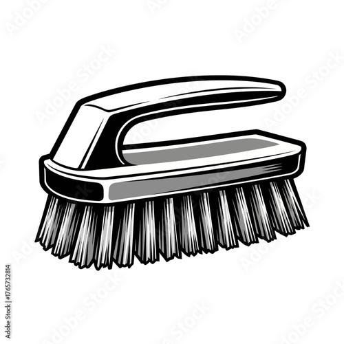 Cleaning Brush Icon – Household Scrubbing Tool Vector Illustration