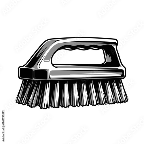 Cleaning Brush Icon – Household Scrubbing Tool Vector Illustration