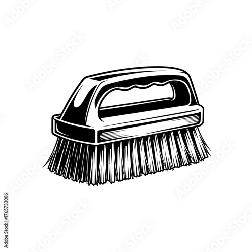 Cleaning Brush Icon – Household Scrubbing Tool Vector Illustration