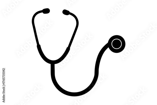 Medical stethoscope  black icon, stethoscope silhouette art
