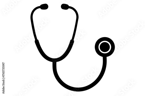 Medical stethoscope  black icon, stethoscope silhouette art
