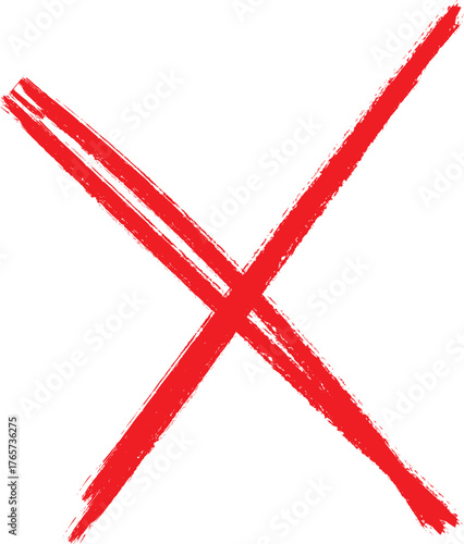 Hand-Drawn Red Grunge Brush Stroke X Mark