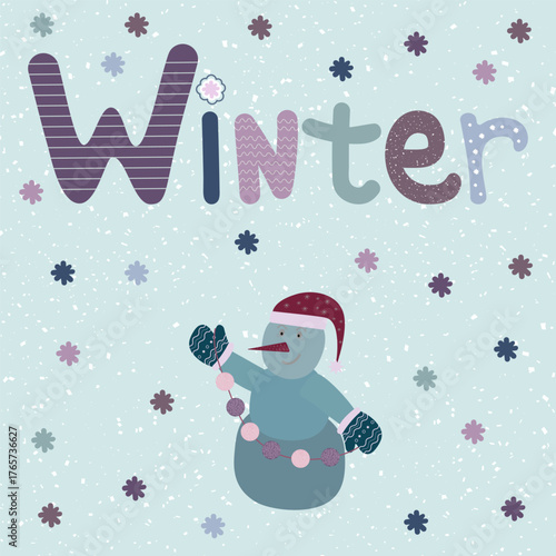 winter card with snowmen