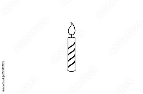 Simple line drawing of a lit candle with a striped body design