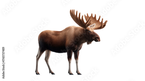 Wallpaper Mural  Majestic Moose in the Wild: A powerful bull moose, showcasing magnificent antlers, stands proudly. Its imposing presence evokes the untamed beauty of nature. Torontodigital.ca