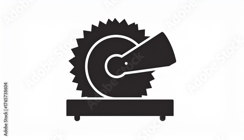 Miter saw icon vector graphic for woodworking and carpentry. A simple chop saw symbol for construction and industrial design concepts