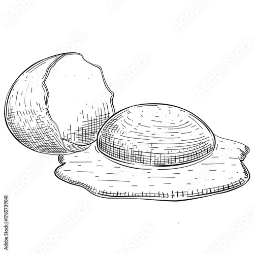 Cracked egg vector line art hand drawn illustration 