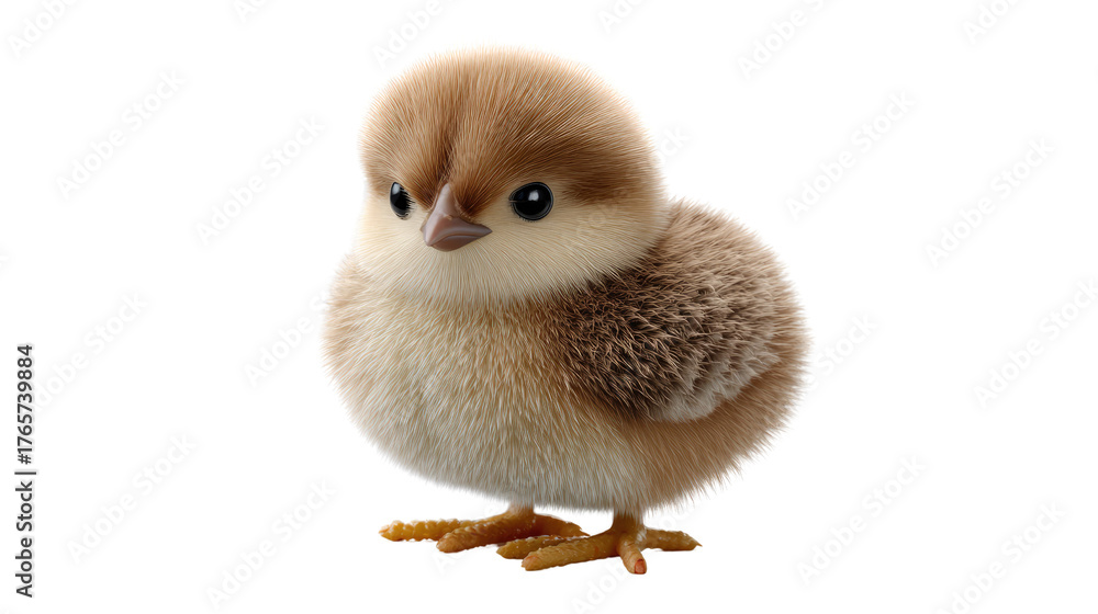 Obraz premium Charming Chick: A fluffy, adorable chick stands alone, capturing the essence of innocence and springtime. 