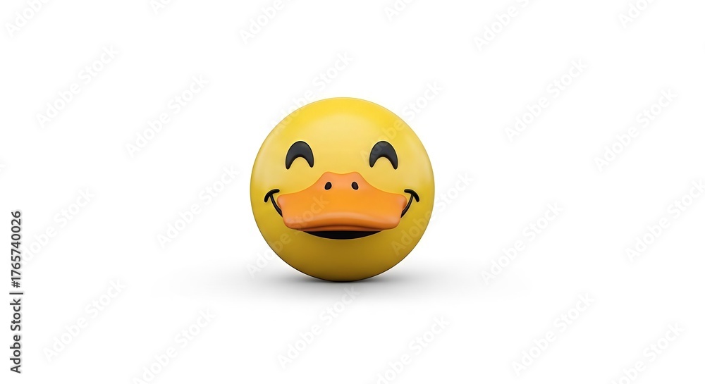 Fototapeta premium Cheerful duck emoticon displaying friendly facial expression with bright colors