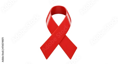 3D Rendered Red Awareness Ribbon Symbol for AIDS, HIV, Heart Disease, and Support
