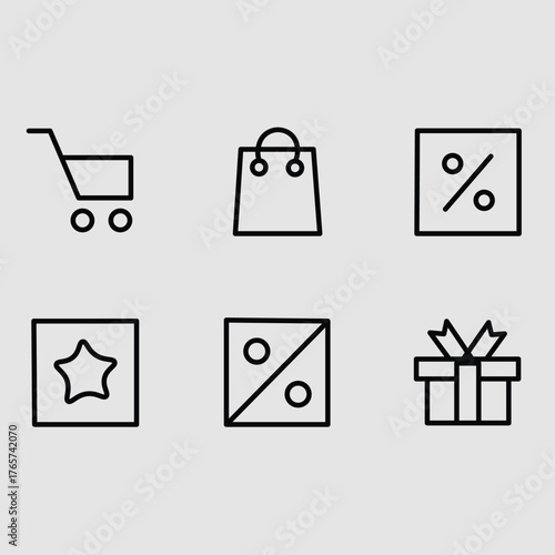 Shopping Icon Set Vector Illustration For E Commerce Online Shopping Retail Sale And Discount