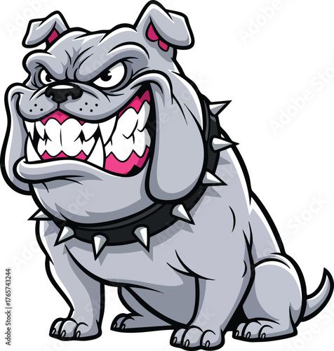 Cartoon bulldog with an angry expression, showcasing a tough mascot