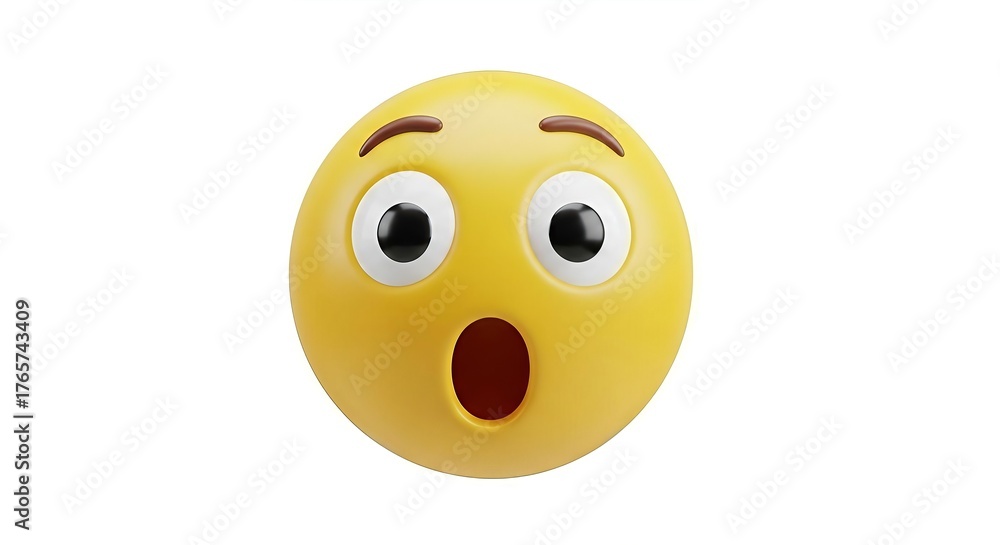 Fototapeta premium Expressive emoji with wide eyes and gaping mouth conveying intense surprise