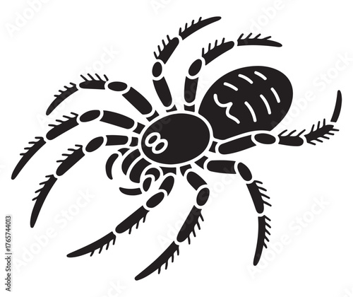 Black spider vector illustration detailed arachnid design isolated on white background for Halloween or nature-themed projects