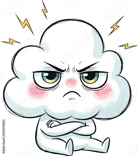 Illustration of an angry cloud with arms crossed