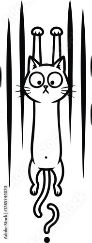 Cartoon cat falling down, funny pet character design