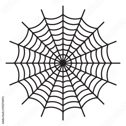 Spiderweb vector illustration simple black and white line art perfect for Halloween designs and spooky themes