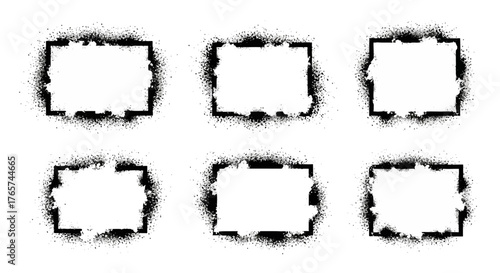 Distressed Rectangular Frames Grunge Vector Shapes