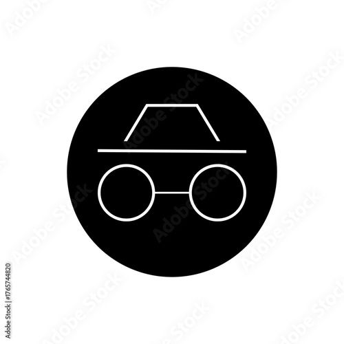 Incognito Mode Symbol Black Circle with Glasses and Hat. ( original illustration, not AI generated )