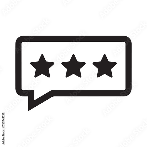 Vector art of three star rating in a speech bubble