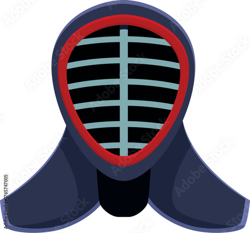 Traditional japanese kendo mask providing face protection during martial arts training or competition