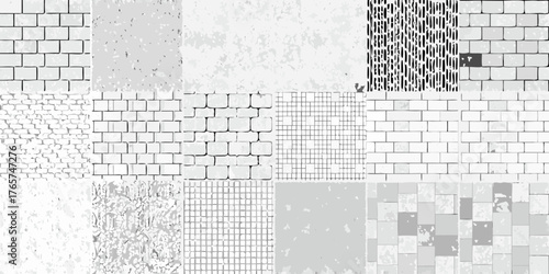 Collection of diverse grayscale textured backgrounds and patterns for design