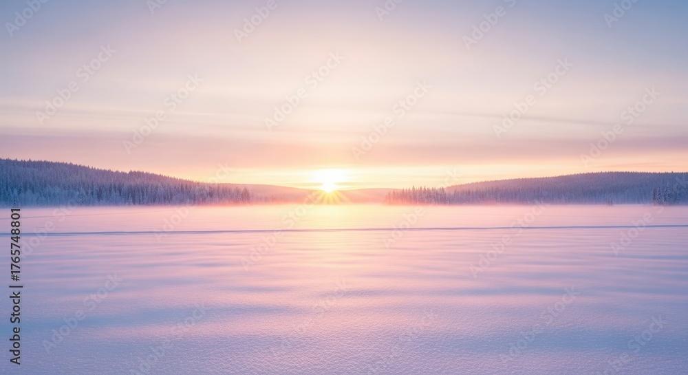 custom made wallpaper toronto digitalSerene Winter Landscape Snow Covered Field Sunset Pink Sky Natural Lighting